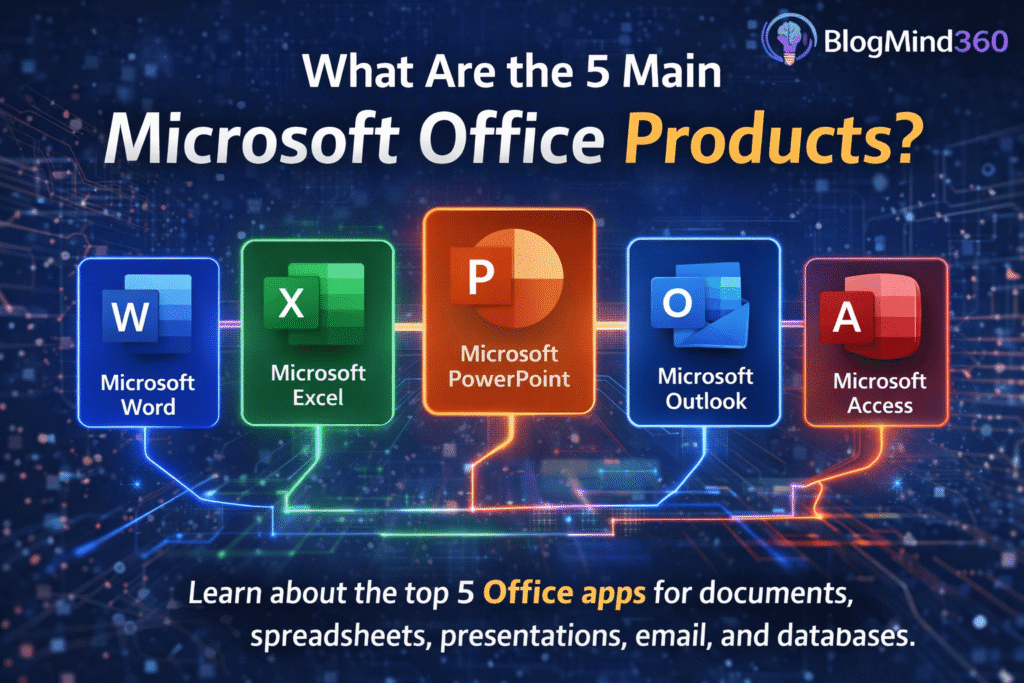 What are the 5 main Microsoft Office products?