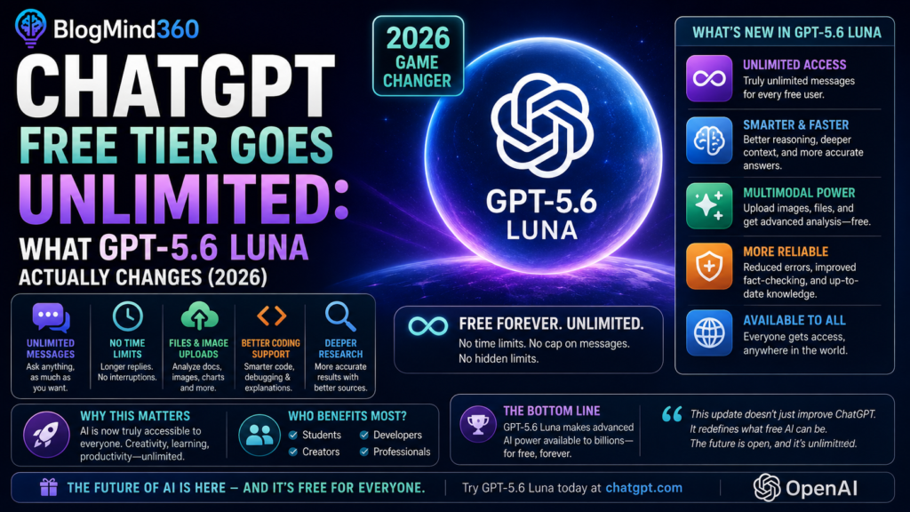 ChatGPT Free Tier Goes Unlimited: What GPT-5.6 Luna Actually Changes (2026)