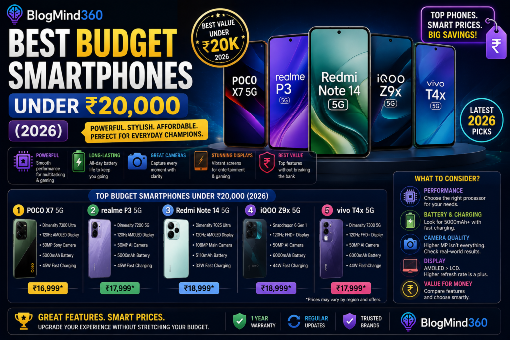 Best Budget Smartphones Under ₹20,000 (2026)