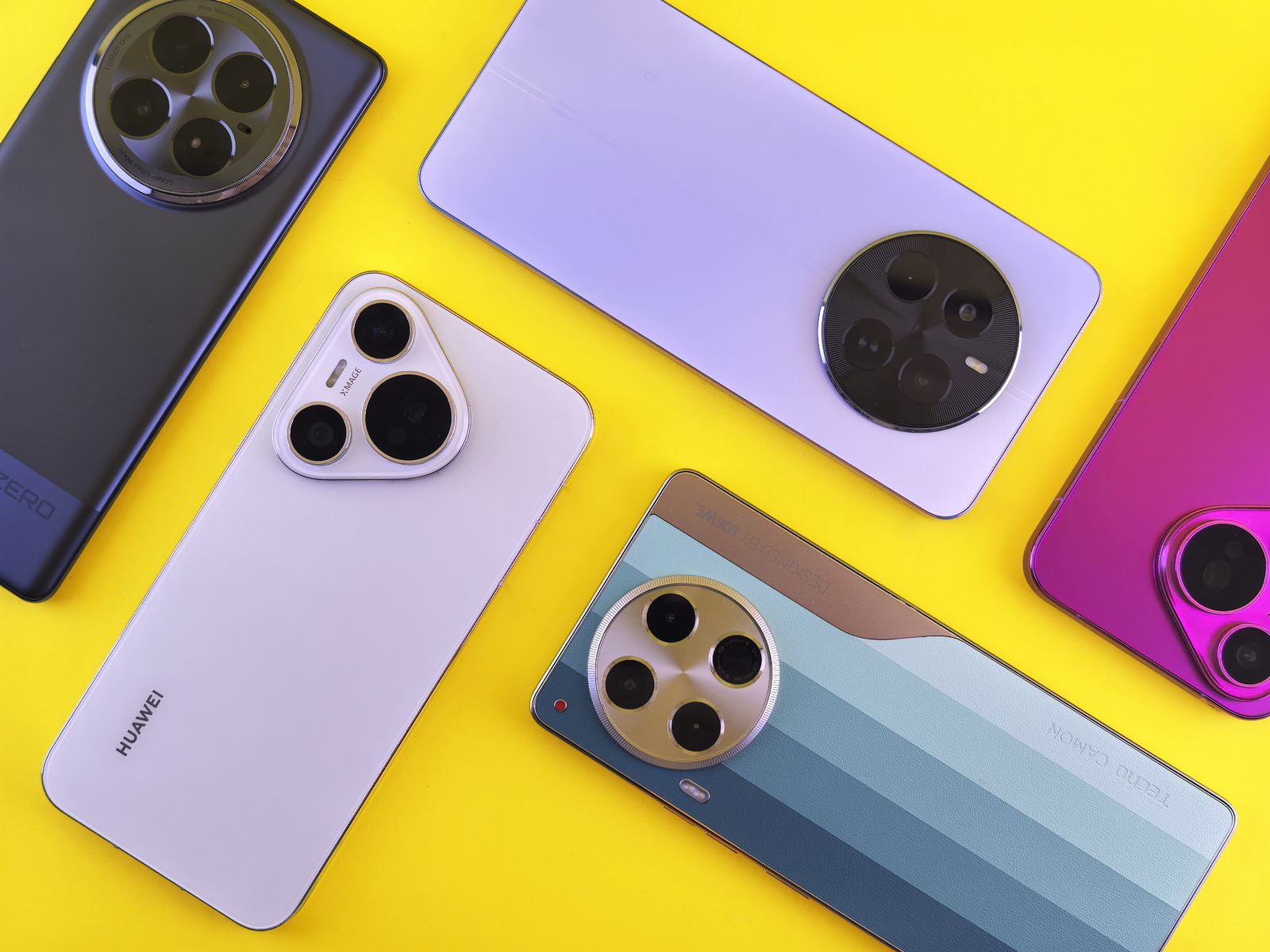 Colorful budget smartphones arranged flat lay for best value picks 2026