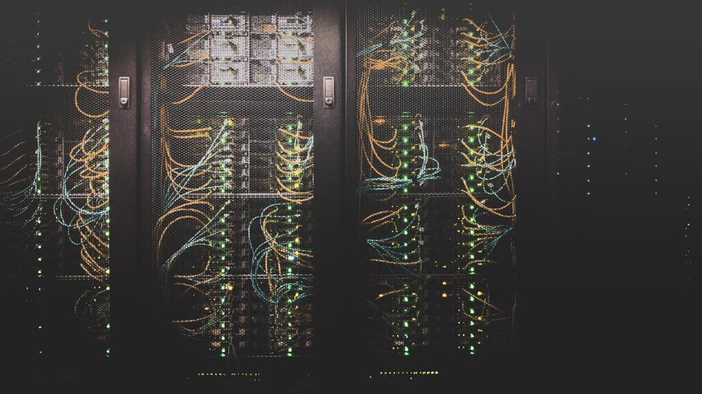 Server cable network in a data center, representing the infrastructure behind the best cloud storage services
