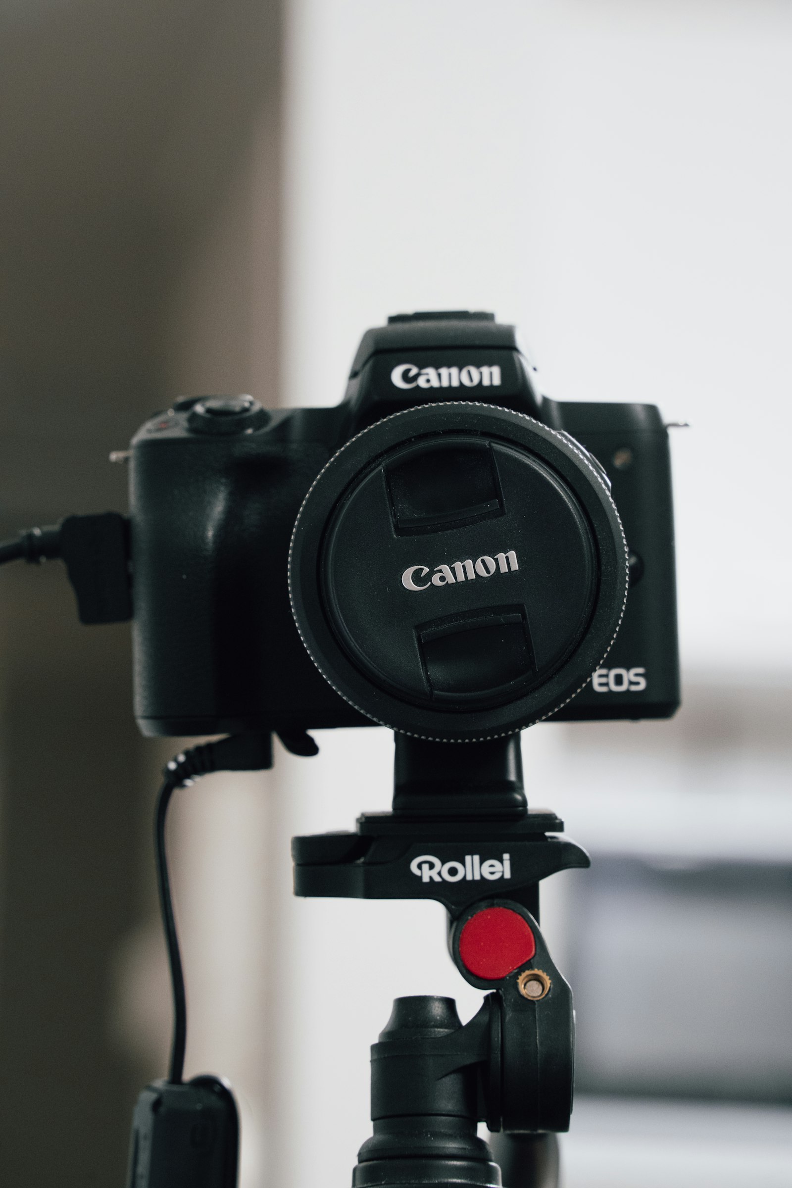 Content creation digital marketing setup with camera and recording equipment