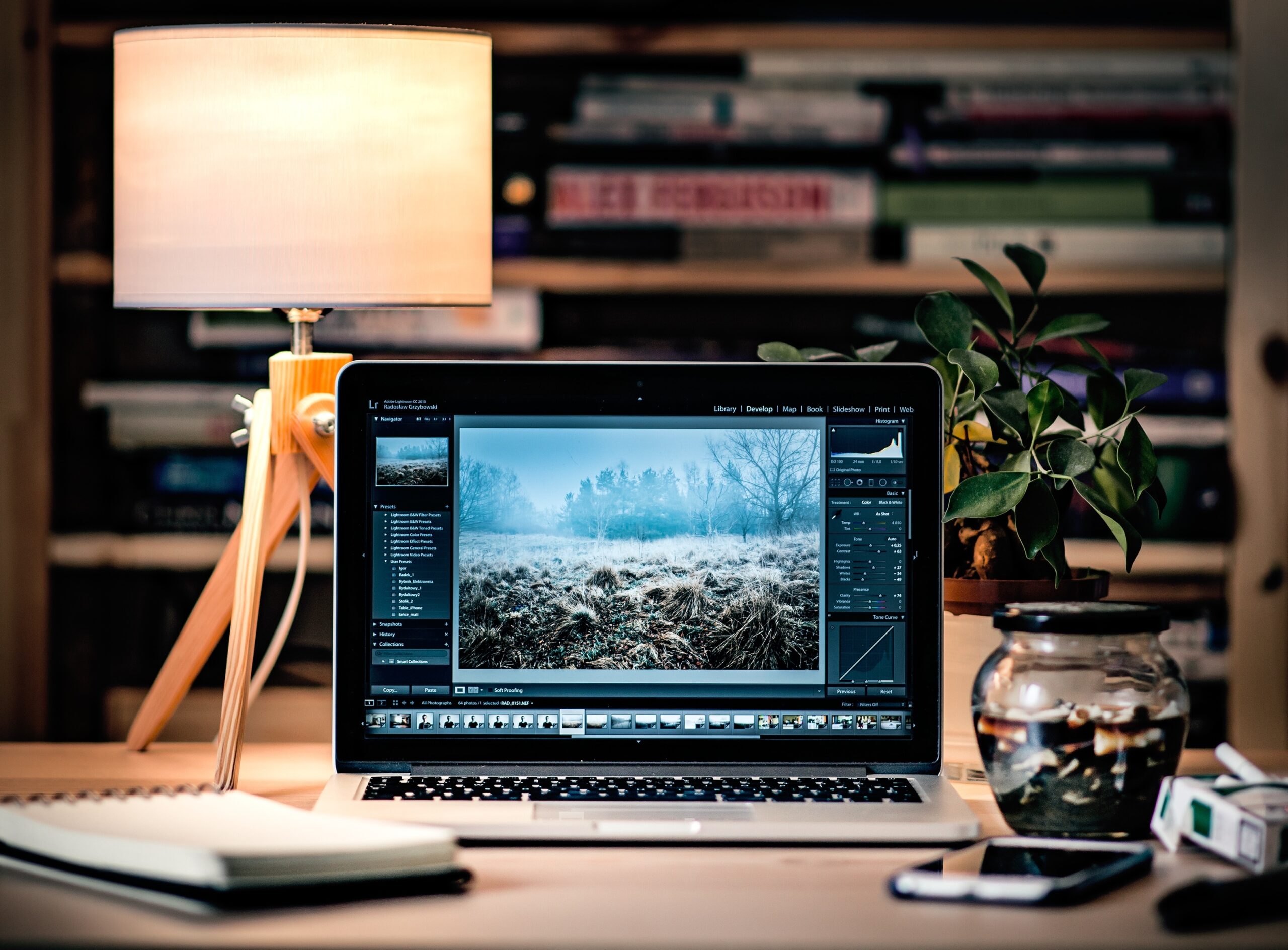 Laptop on a desk representing technology solutions used for content creation